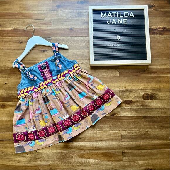 Matilda Jane Paint By Numbers Blue Turtledove Floral Cotton Sleeveless Knot Top - Picture 1 of 7